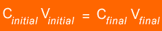 C initial times V initial is equal to C final times V final